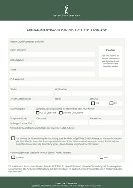 Bild des Aufnahmeformulars