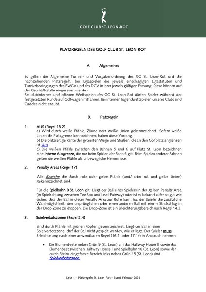 Platzregeln St. Leon-Rot